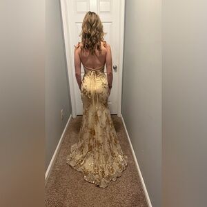 Elegant Gold Floral Gown